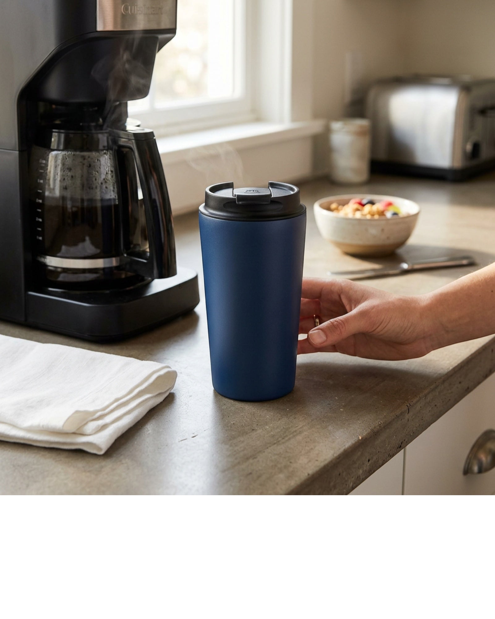 Vlykb Coffee Travel Mug Navy 16 oz Flip Lid