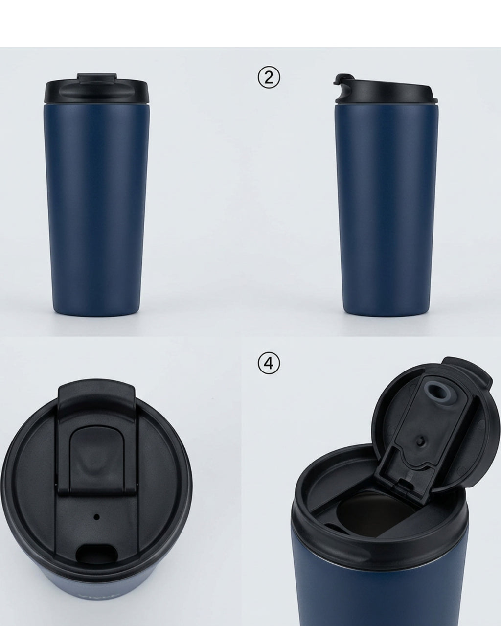Vlykb Coffee Travel Mug Navy 16 oz Flip Lid