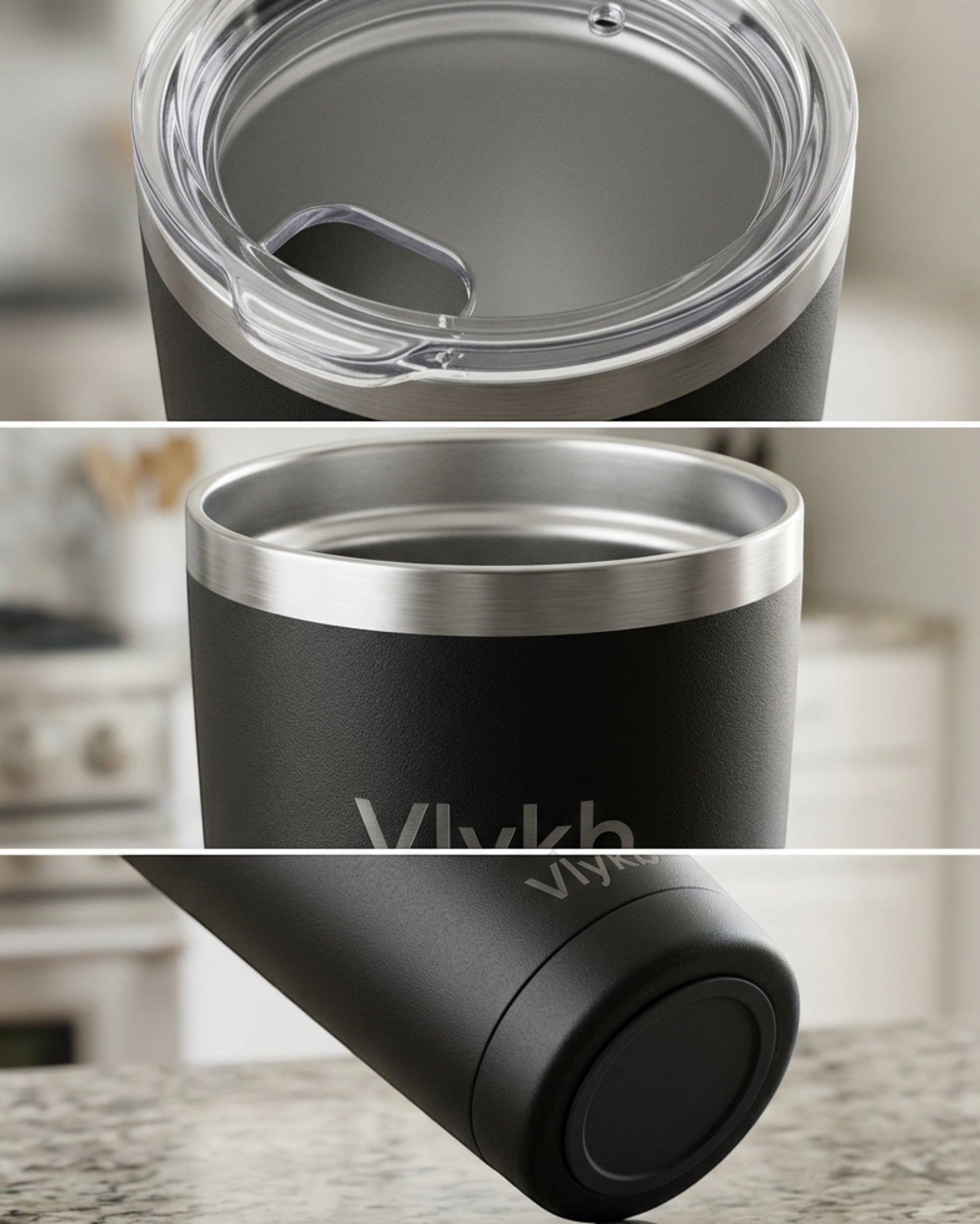 Vlykb Insulated Tumbler Black 20 oz with Lid