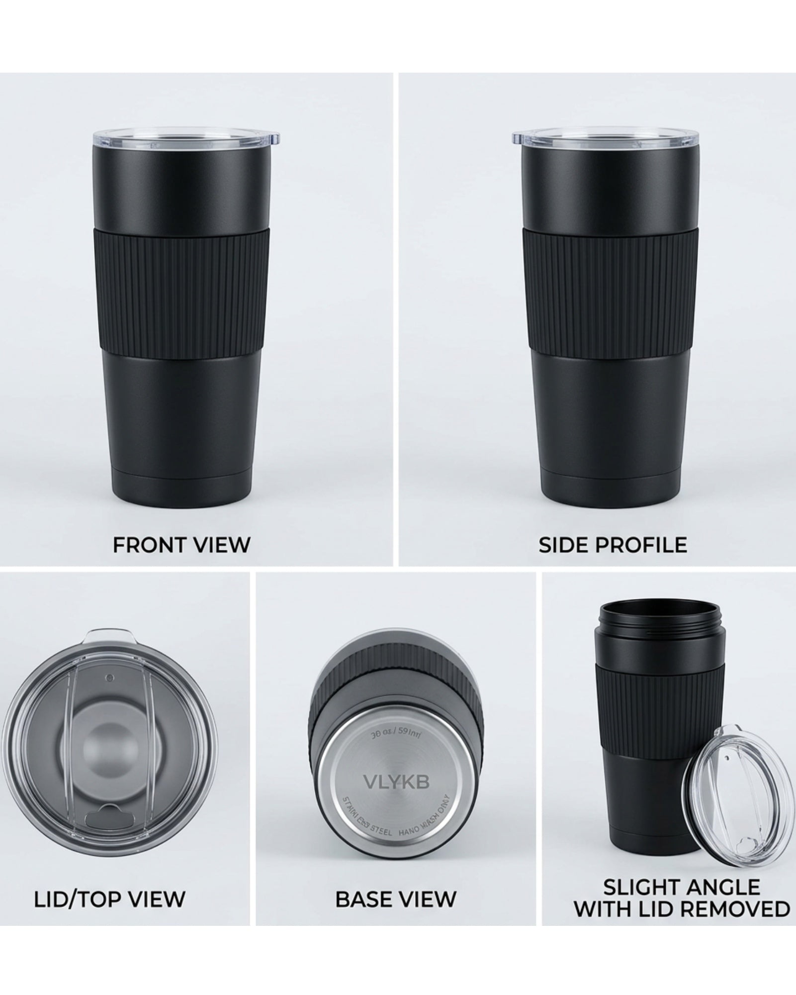 Vlykb Insulated Tumbler Black 20 oz with Lid