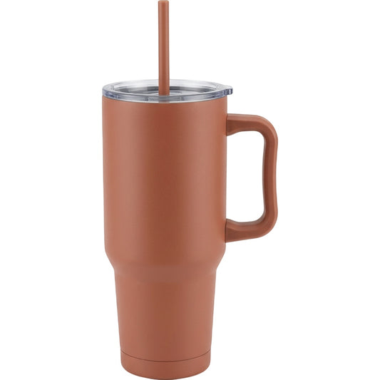 Vlykb Sidehold Insulated Tumbler 32 oz Clay Handle Straw Lid - Product view