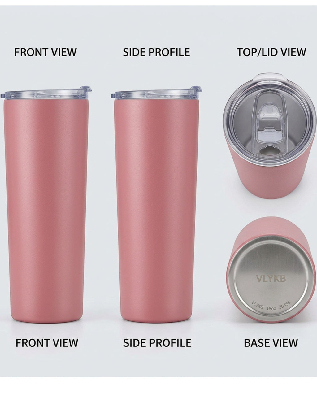 Vlykb Slim Insulated Tumbler Rose 18 oz