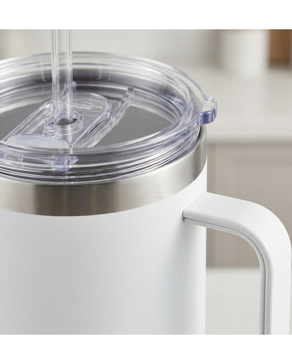 Vlykb Travel Tumbler White 30 oz with Handle