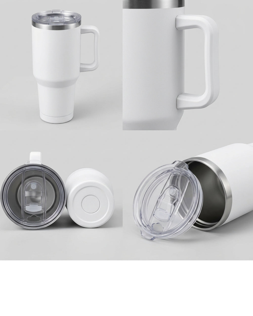 Vlykb Travel Tumbler White 30 oz with Handle